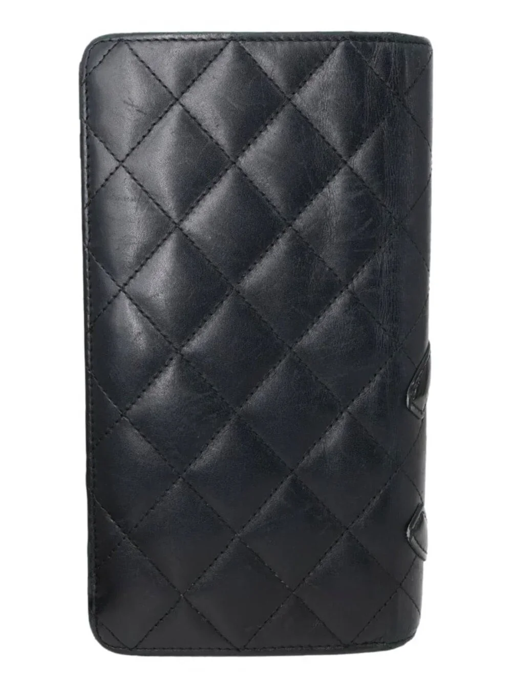 Chanel Cambon Yen Leather Long Bifold Wallet Black